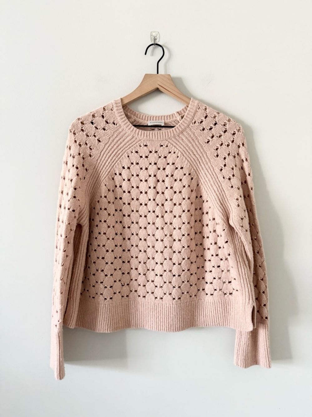 Malene Birger Acis Knit Wool Cotton Blend Sweater Open Weave in Peach Size S